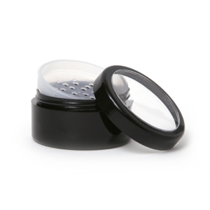 30-Gram Black Jar with Sifter and Black Window Lid