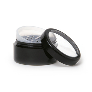 5 – Gram Stackable Clear Jar w/ Sifter & Seal Black Window Top